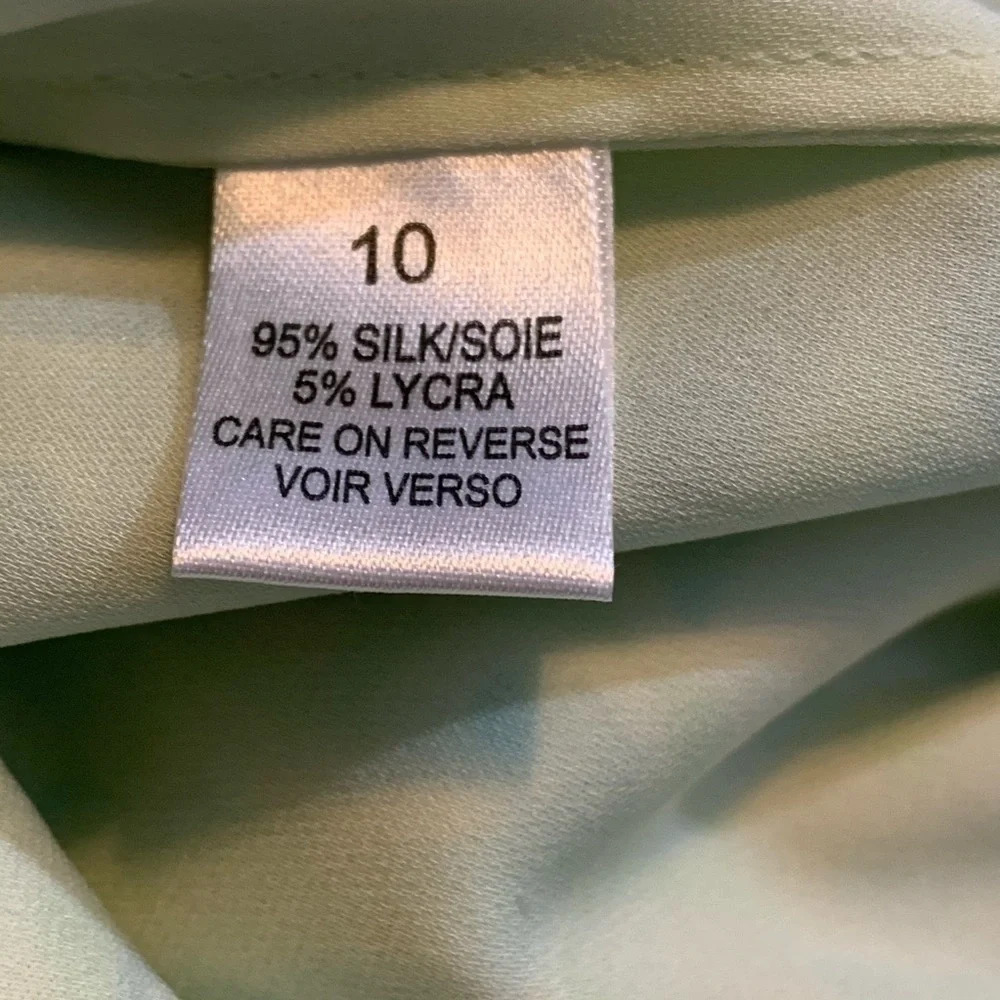 Elie Tahari Blue & Green Print Silk Dress 10 Fits like 6 NWT - Picture 6 of 7